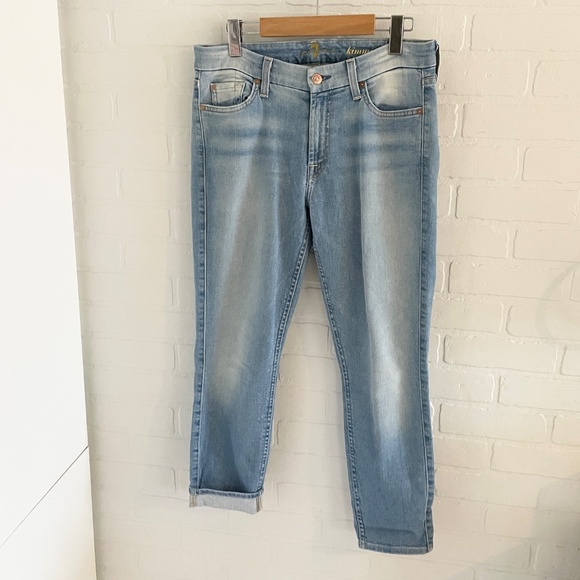 7 for all mankind Kimmie Crop Ankle Denim jeans Light wash Mid rise Sz 30 - Picture 4 of 16